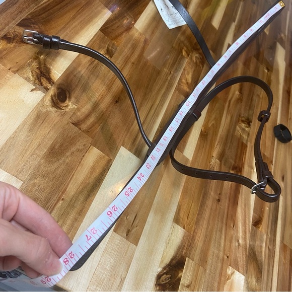 English Bridal Flash Noseband inlay Truly Canadian leather Stitched dark brown - Picture 6 of 7